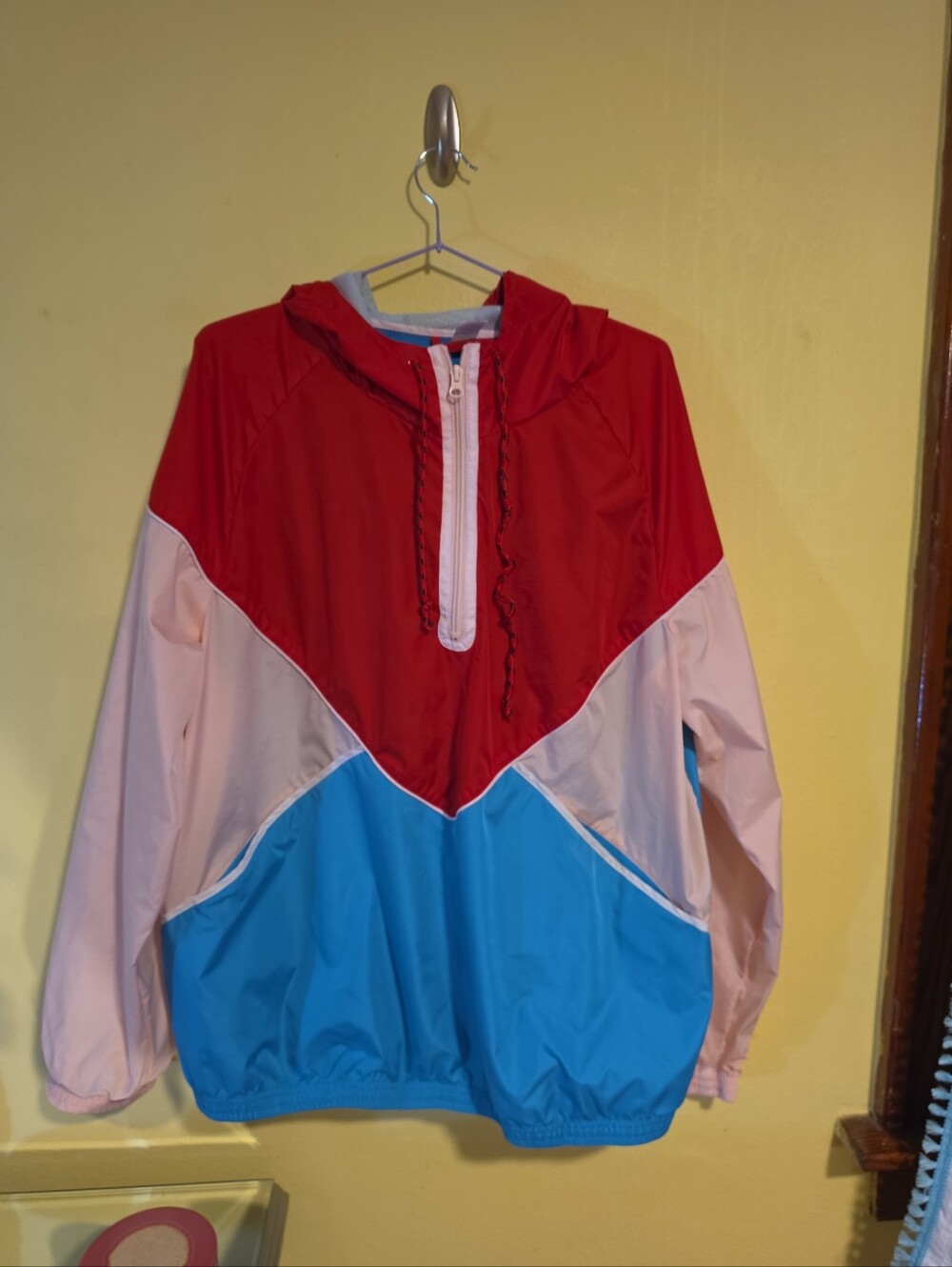 Xersion Women's Size XL Retro Style Color Block 1/4 Zip Windbreaker Jacket